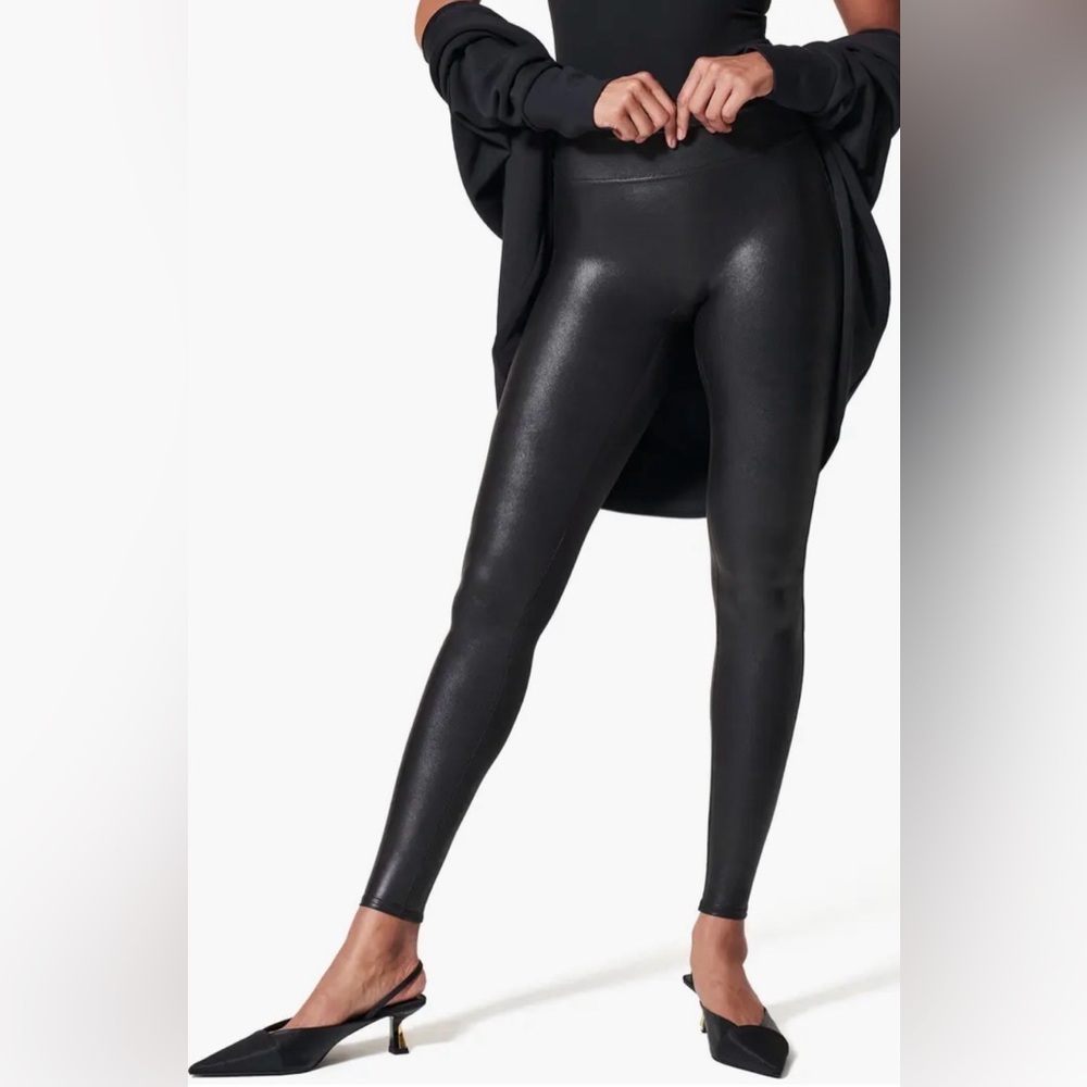 SPANX® Faux Leather Leggings - Very Black - XL